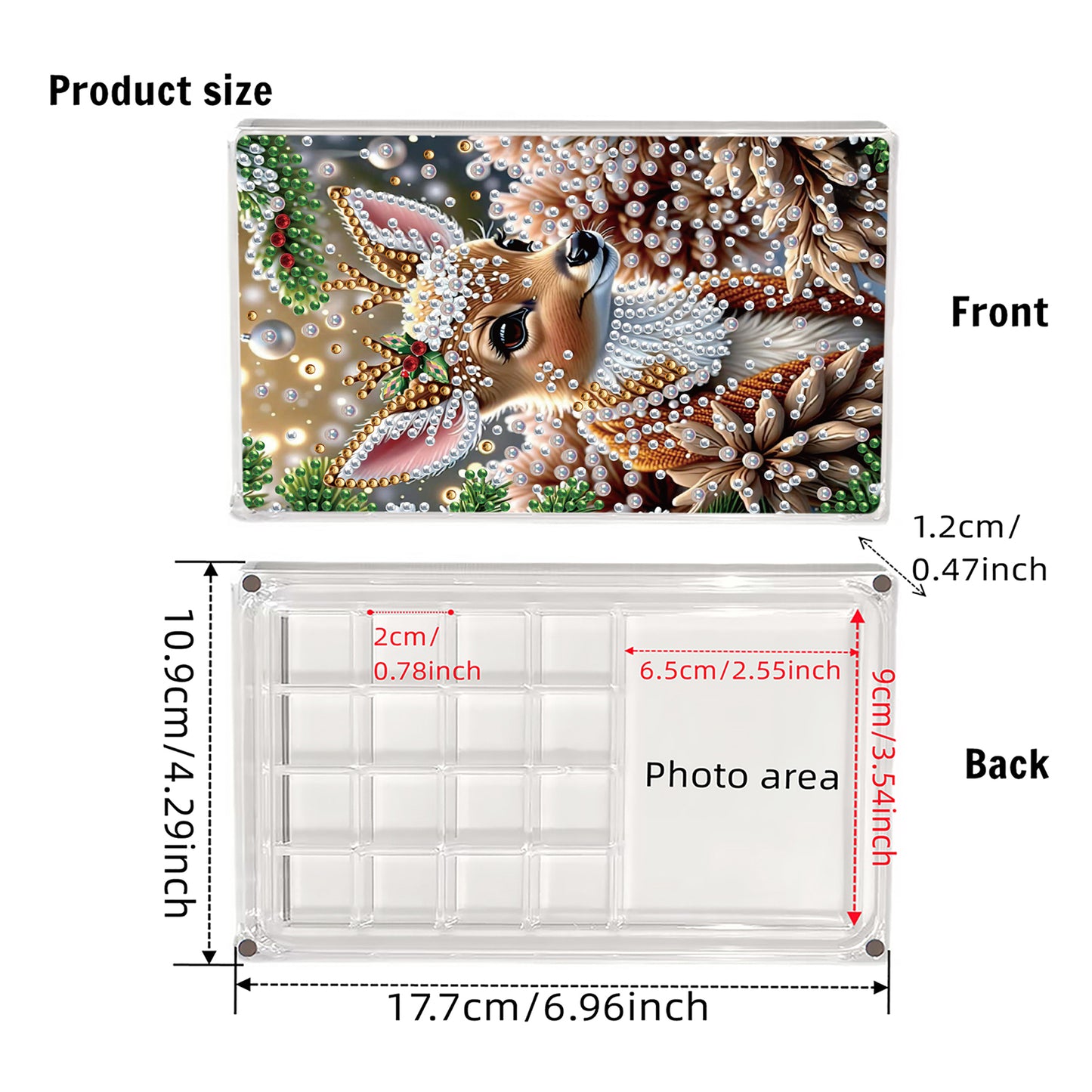 2pcs DIY 5D Diamond Painting Acrylic Jewelry Box Kit Gift for Adults (Animal B)