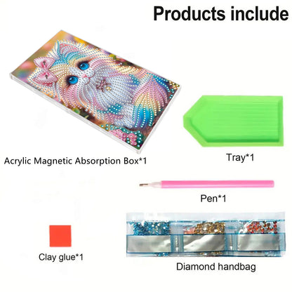 2pcs DIY 5D Diamond Painting Acrylic Jewelry Box Kit Gift for Adults (Animal B)