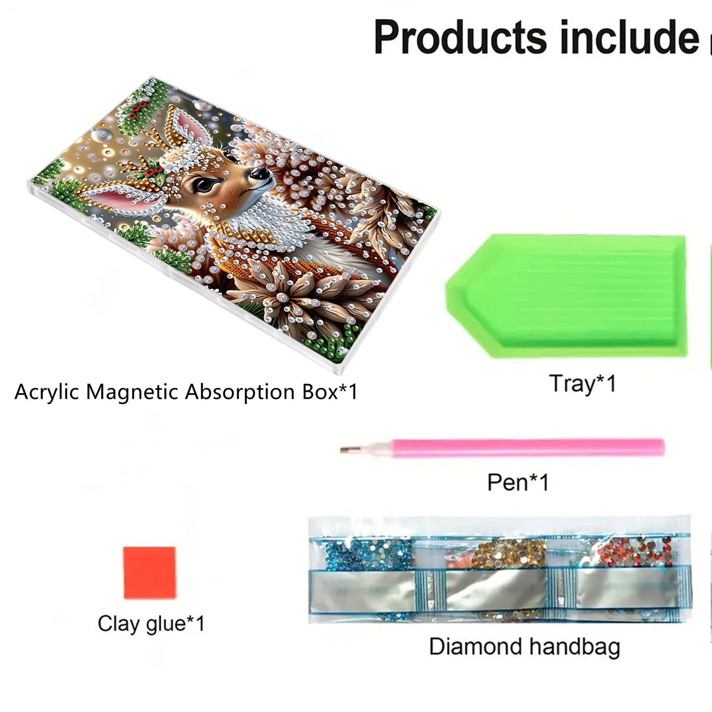 2pcs DIY 5D Diamond Painting Acrylic Jewelry Box Kit Gift for Adults (Animal B)