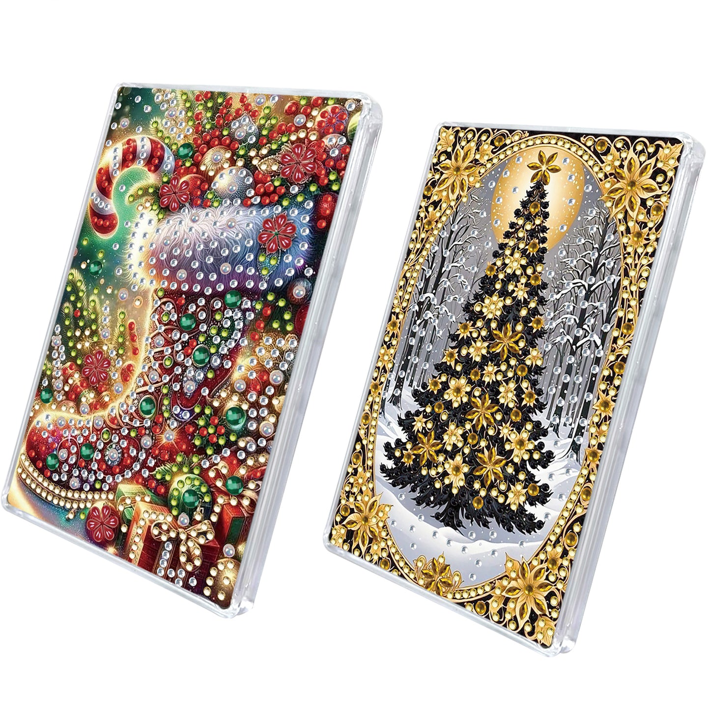 2pcs DIY 5D Diamond Painting Acrylic Jewelry Box Kit Gift for Adults (Tree Sock)