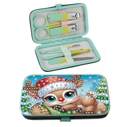 Christmas Elk Diamond Painting Nail Art Bag Set Includes 7 Professional Tools