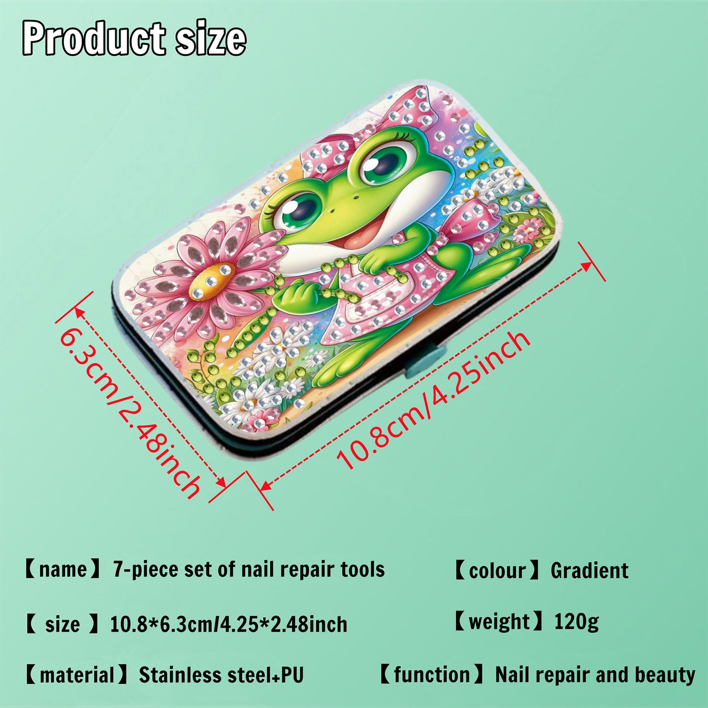 Frog Theme Diamond Painting Nail Art Bag Set Includes 7 Professional Tools
