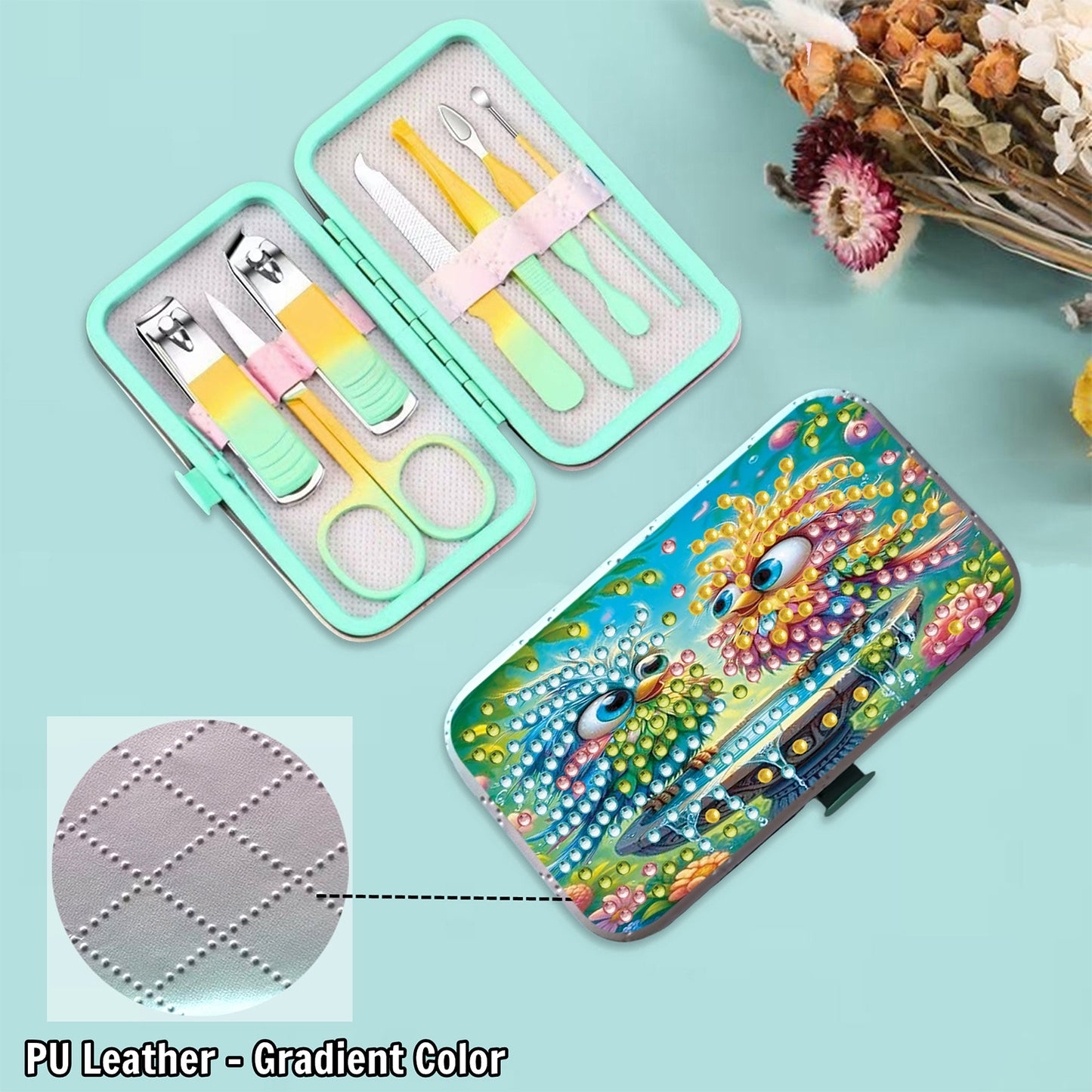 Two Birds Diamond Painting Nail Art Bag Set Includes 7 Professional Tools