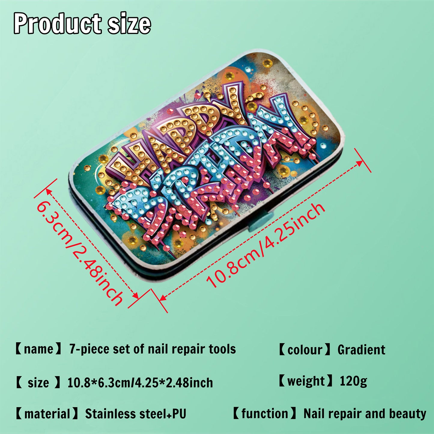 Birthday Diamond Painting Nail Art Bag Set Includes 7 Professional Tools