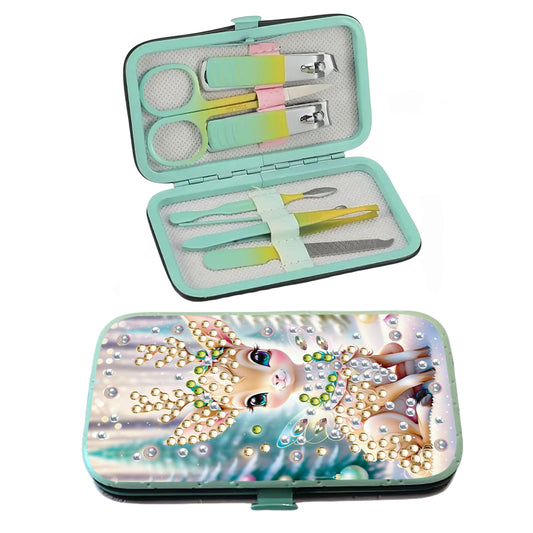Elk Theme Diamond Painting Nail Art Bag Set Includes 7 Professional Tools