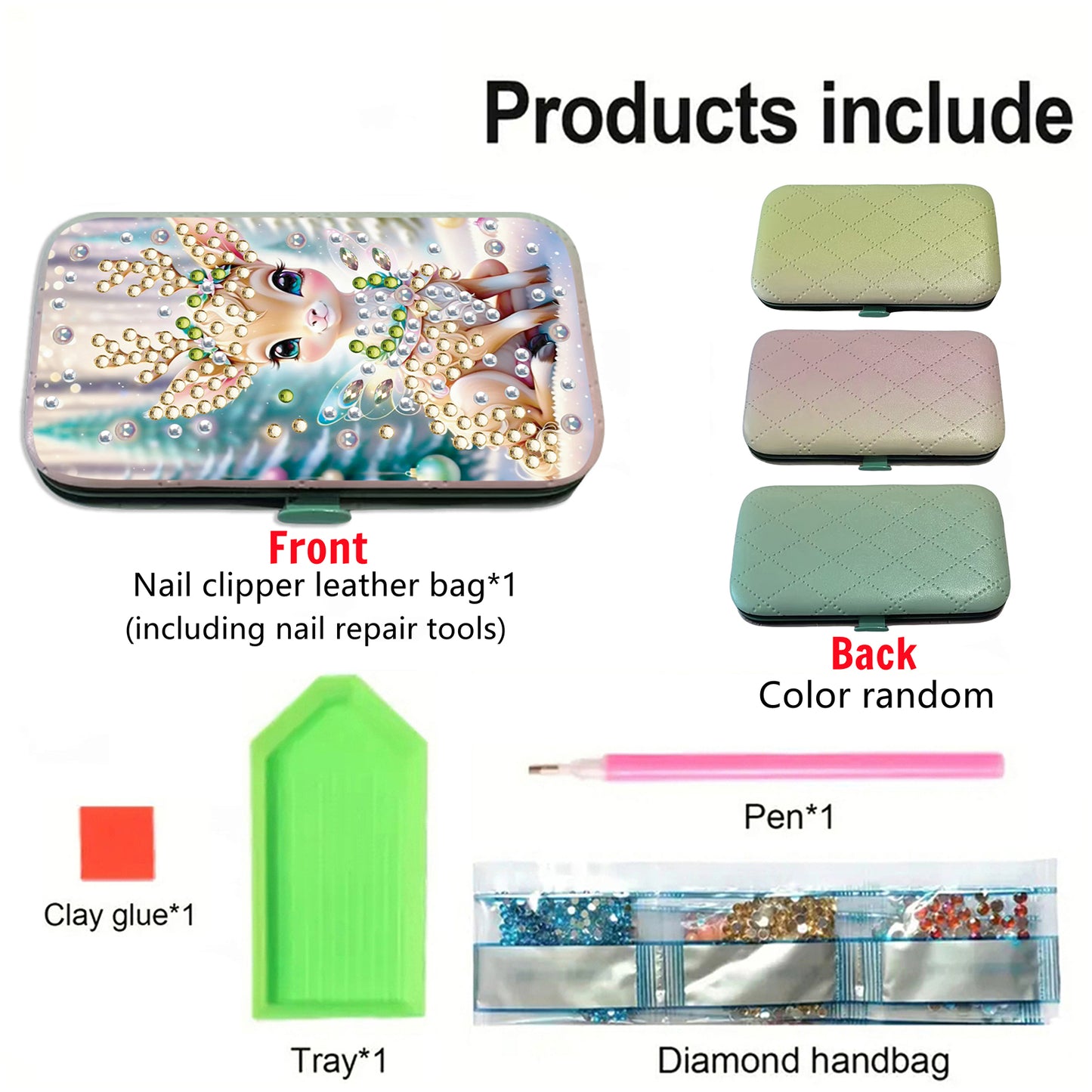 Elk Theme Diamond Painting Nail Art Bag Set Includes 7 Professional Tools