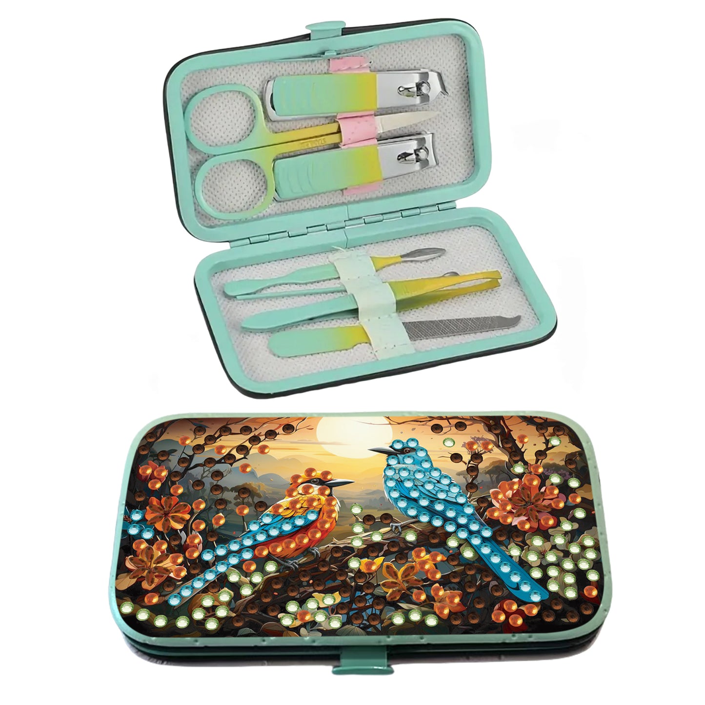 Bird Theme Diamond Painting Nail Art Bag Set Includes 7 Professional Tools