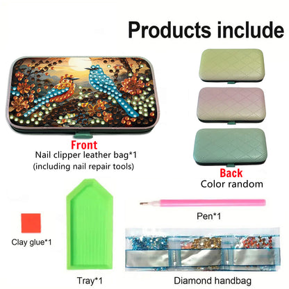 Bird Theme Diamond Painting Nail Art Bag Set Includes 7 Professional Tools