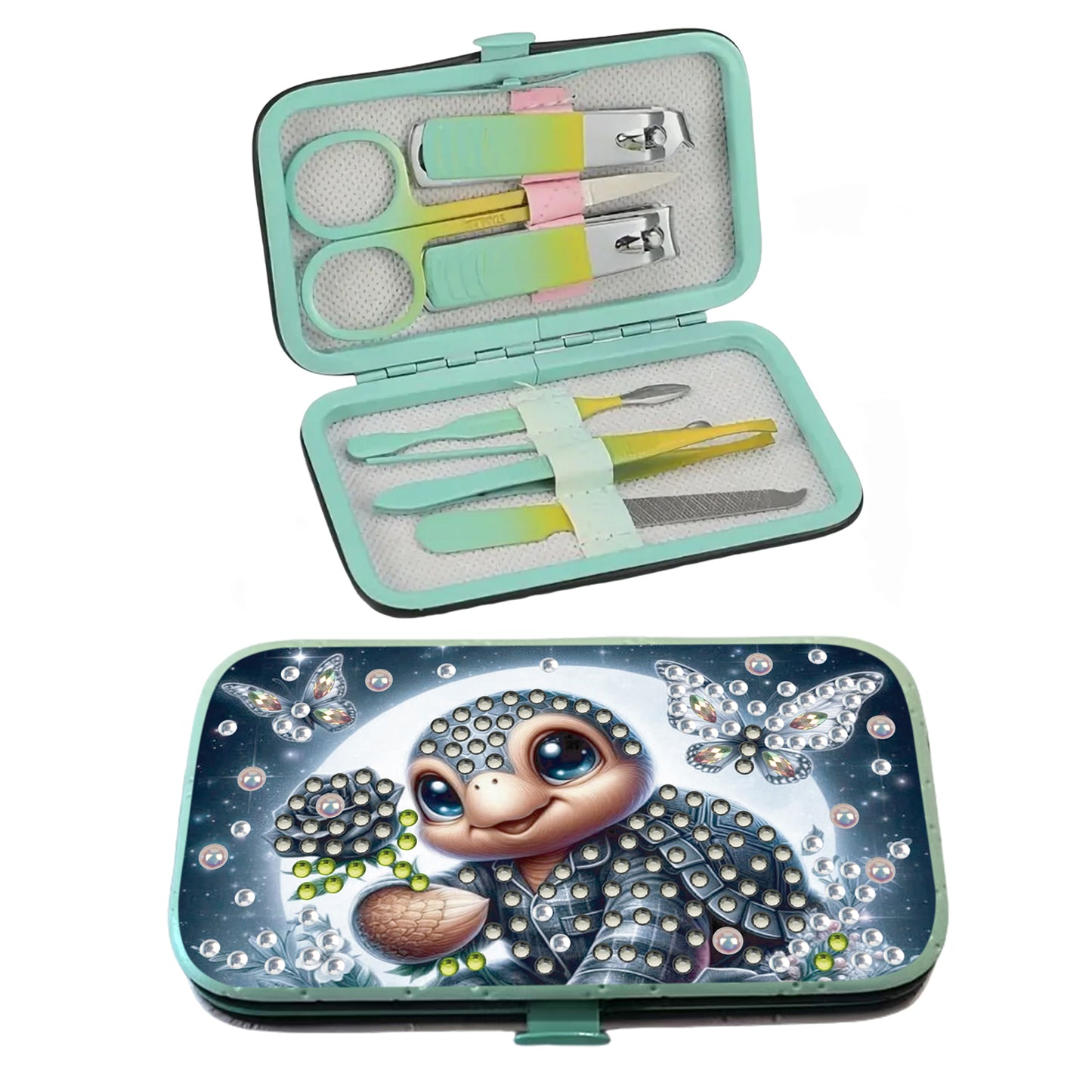 Turtle Theme Diamond Painting Nail Art Bag Set Includes 7 Professional Tools