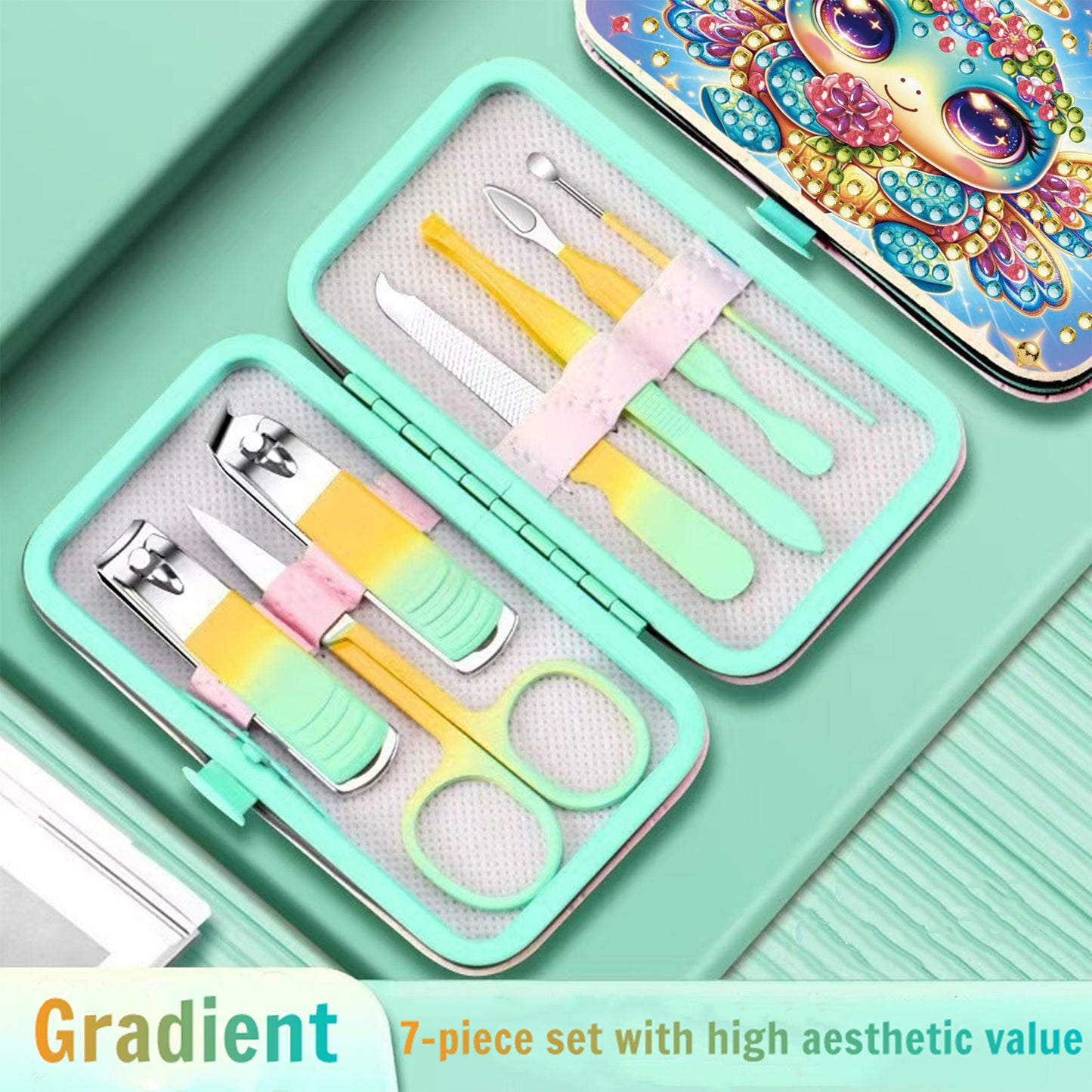 Turtle Theme Diamond Painting Nail Art Bag Set Includes 7 Professional Tools