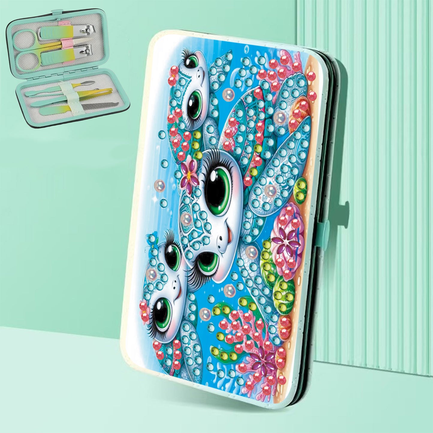 Sea Turtle Diamond Painting Nail Art Bag Set Includes 7 Professional Tools