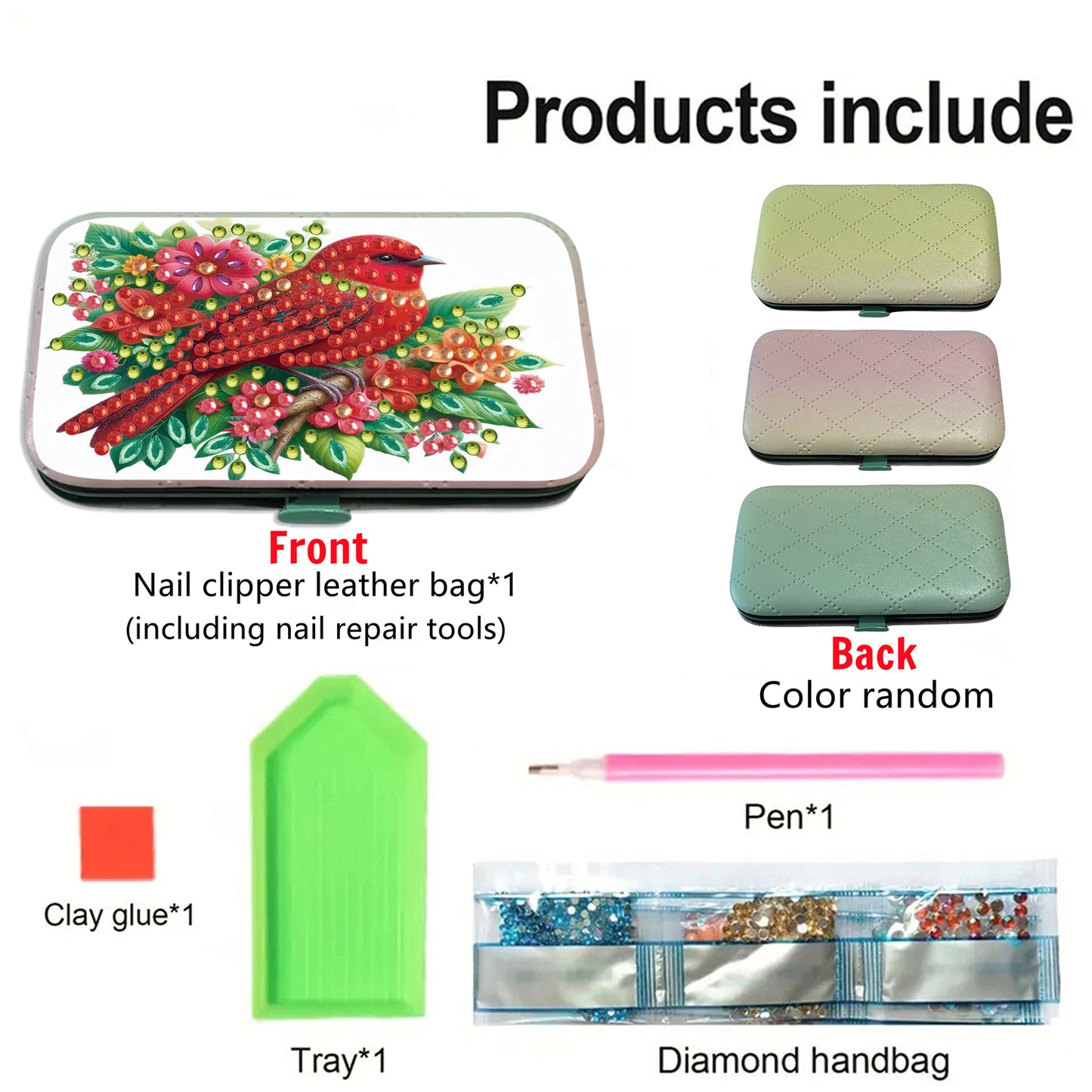 Cardinal Diamond Painting Nail Art Bag Set Includes 7 Professional Tools