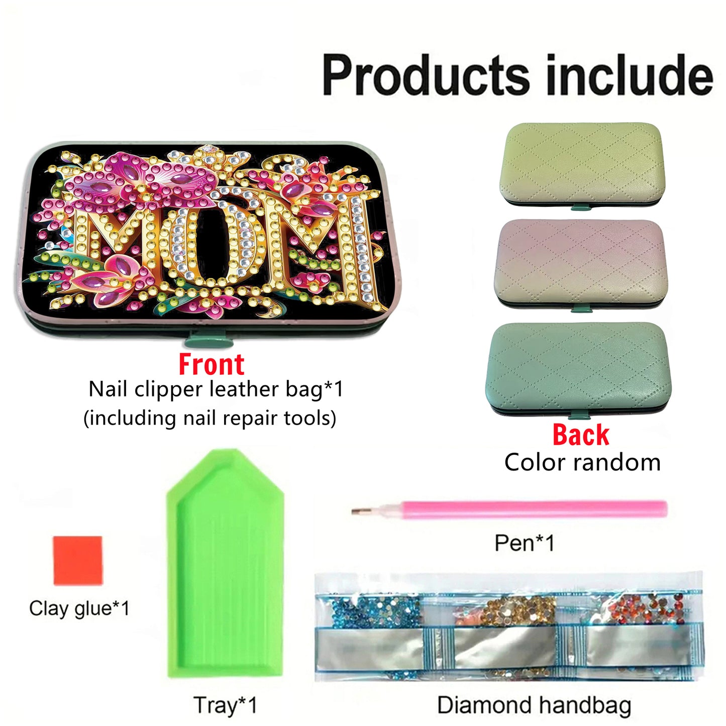 Mom Theme Diamond Painting Nail Art Bag Set Includes 7 Professional Tools