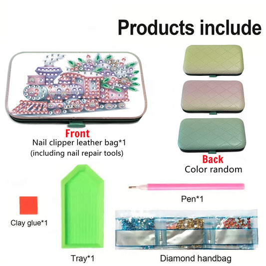 Train Theme Diamond Painting Nail Art Bag Set Includes 7 Professional Tools