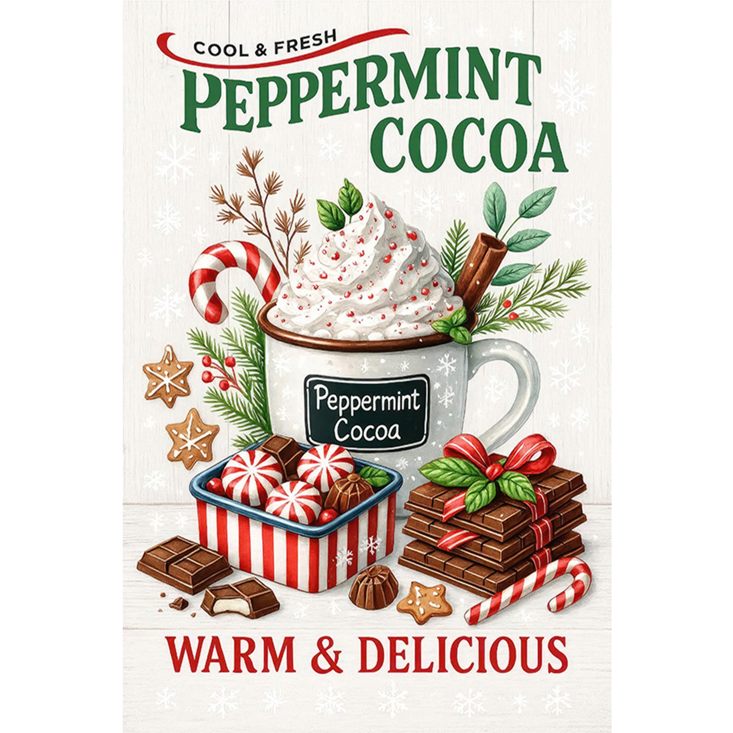 Peppermint Cocoa - Full Round Drill Diamond Painting 20*30CM