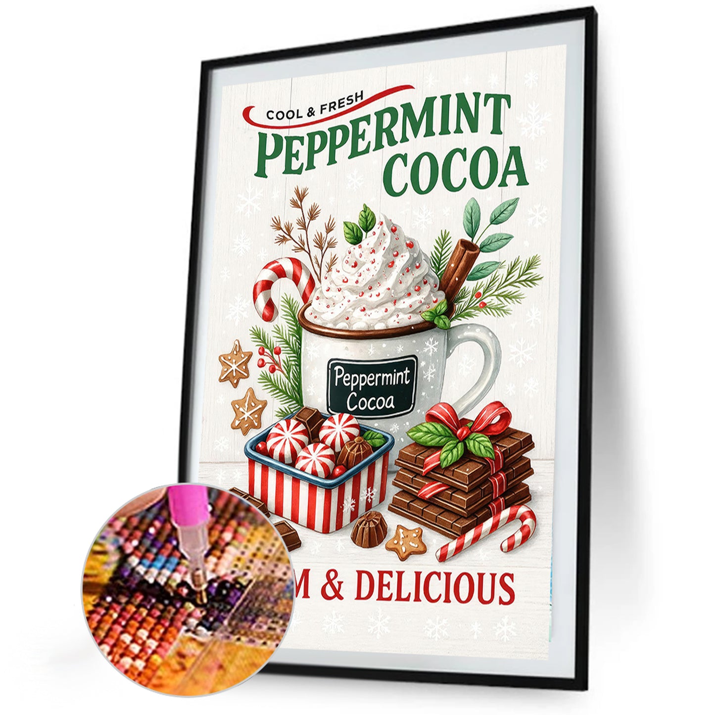 Peppermint Cocoa - Full Round Drill Diamond Painting 20*30CM