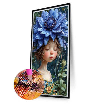 Girl And Flowers - Full Round Drill Diamond Painting 40*70CM