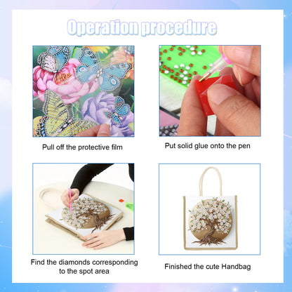 Diamond Painting Shopping Bag Diamond Tote Handbag Partial Drill (Flower Tree)