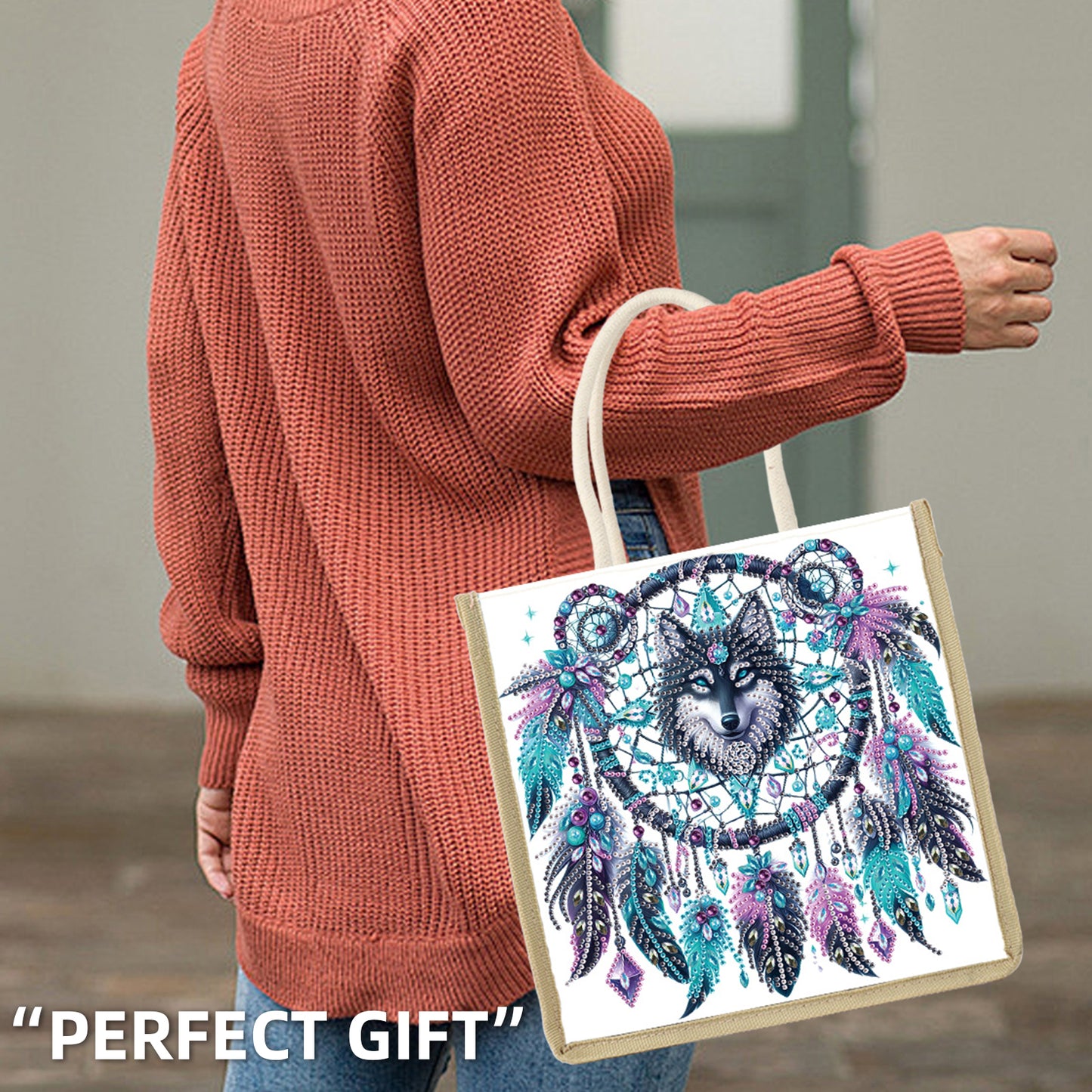 Diamond Painting Shopping Bag Diamond Tote Handbag Partial Drill (Dreamcatcher)
