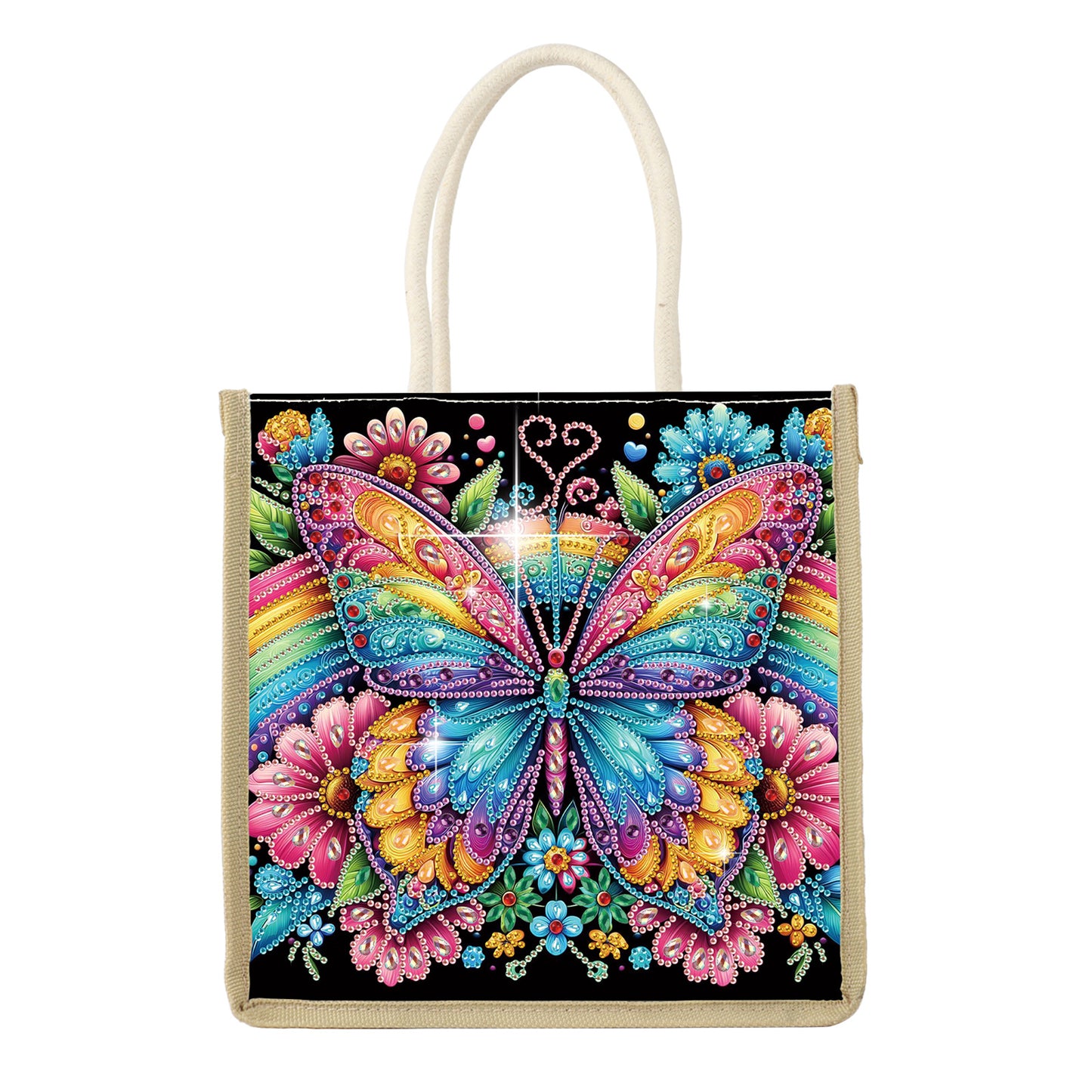 Diamond Painting Shopping Bag Diamond Tote Handbag Partial Drill (Butterfly)