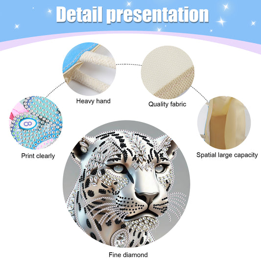 Diamond Painting Shopping Bag Diamond Tote Handbag Partial Drill (Leopard)
