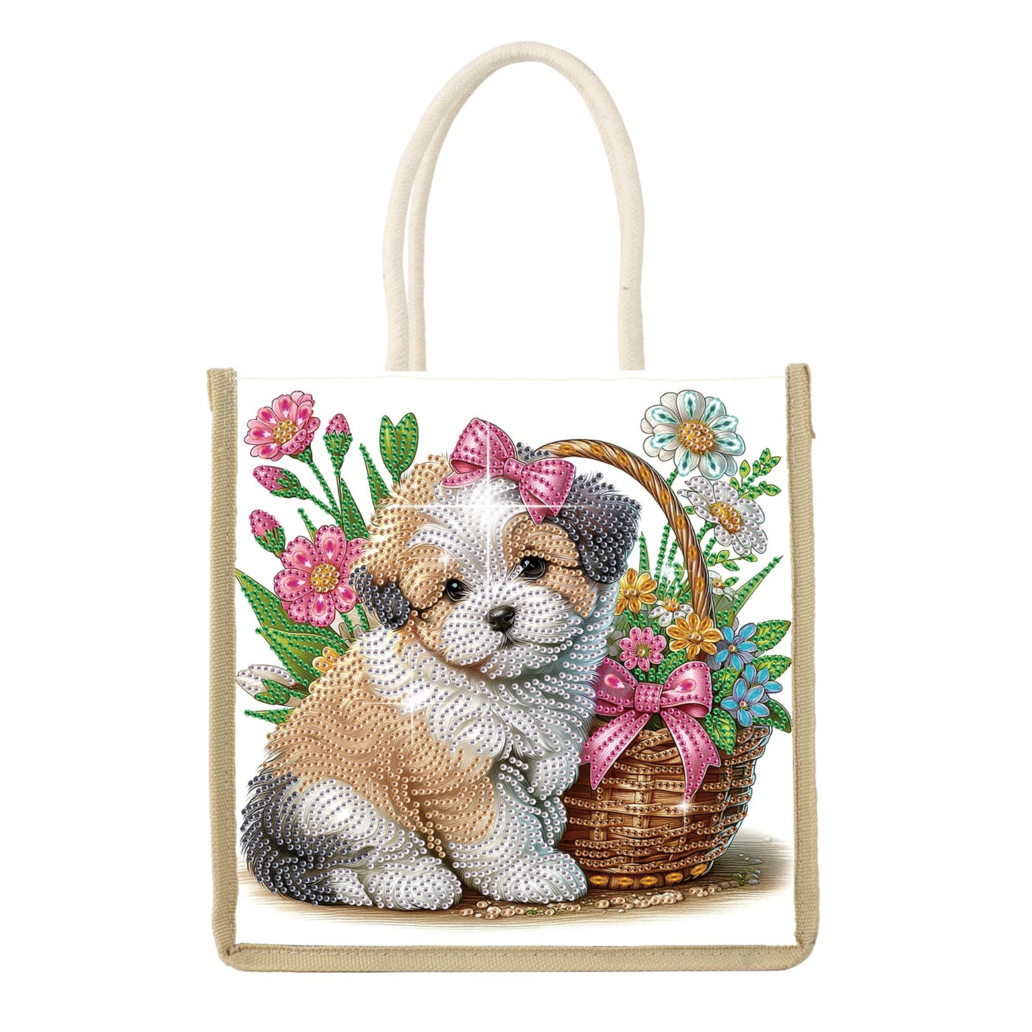 Diamond Painting Shopping Bag Diamond Tote Handbag Partial Drill (Flower Basket)