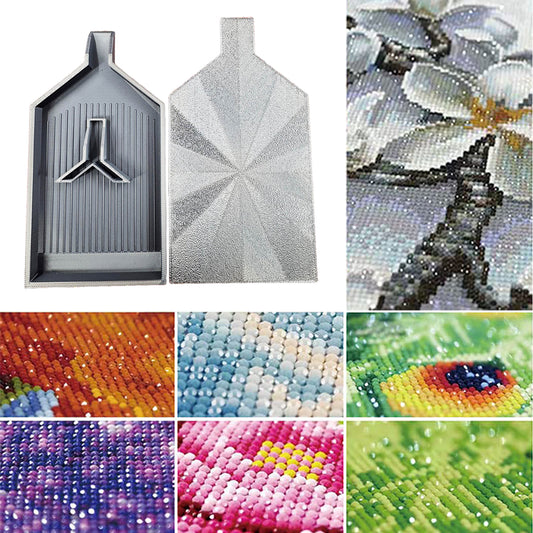 2pcs Diamond Painting Tray Y-Shaped Bead Storage Sorting Plate Tool (Silver)