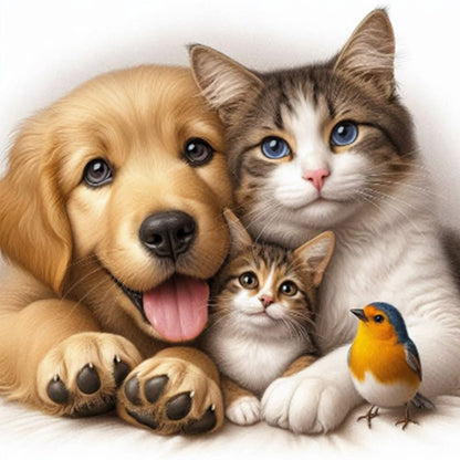 Dog And Cat - Full Round Drill Diamond Painting 40*40CM