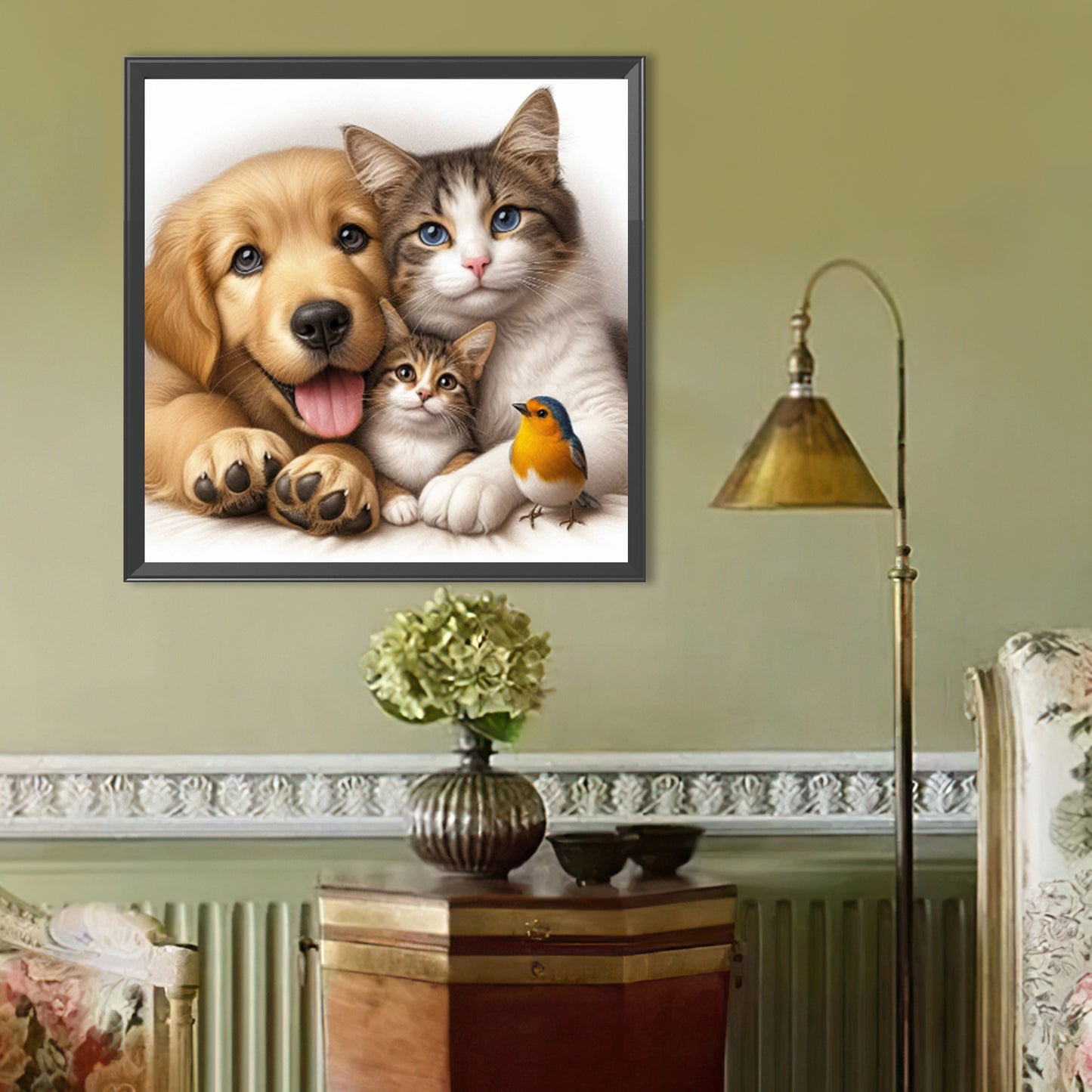 Dog And Cat - Full Round Drill Diamond Painting 40*40CM