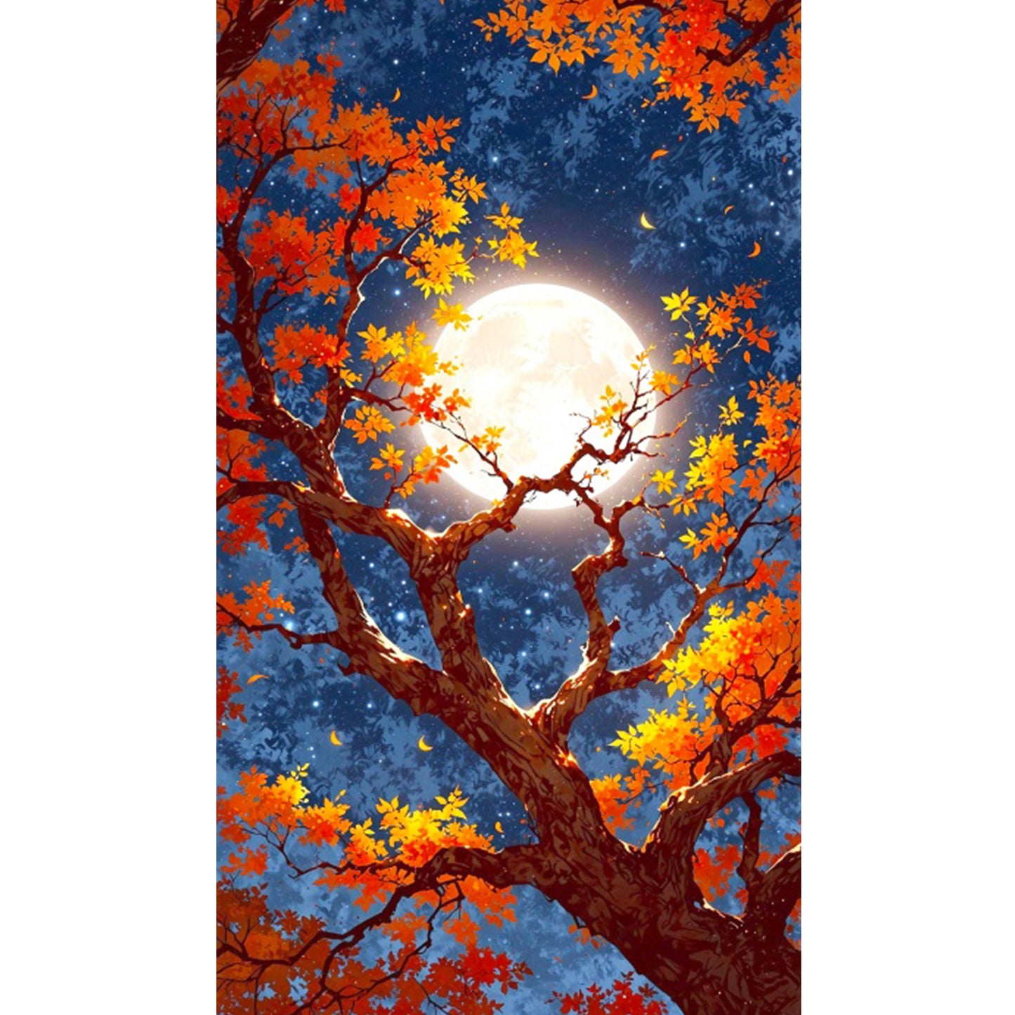 Maple Leaves Under The Autumn Moon - Full Square Drill Diamond Painting 40*70CM
