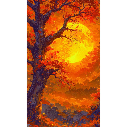 Maple Leaves Under The Autumn Moon - Full Square Drill Diamond Painting 40*70CM