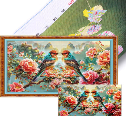 Magpie On A Branch - 11CT Stamped Cross Stitch 150*75CM (Mona Lisa Brand)