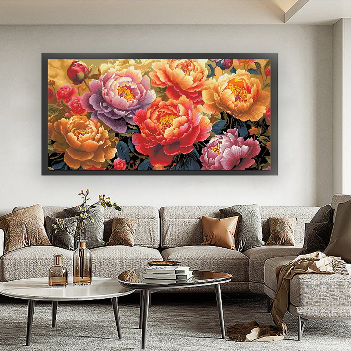 Flowering Prosperity: Large Format - 11CT Stamped Cross Stitch 200*93CM (Mona Lisa Brand)