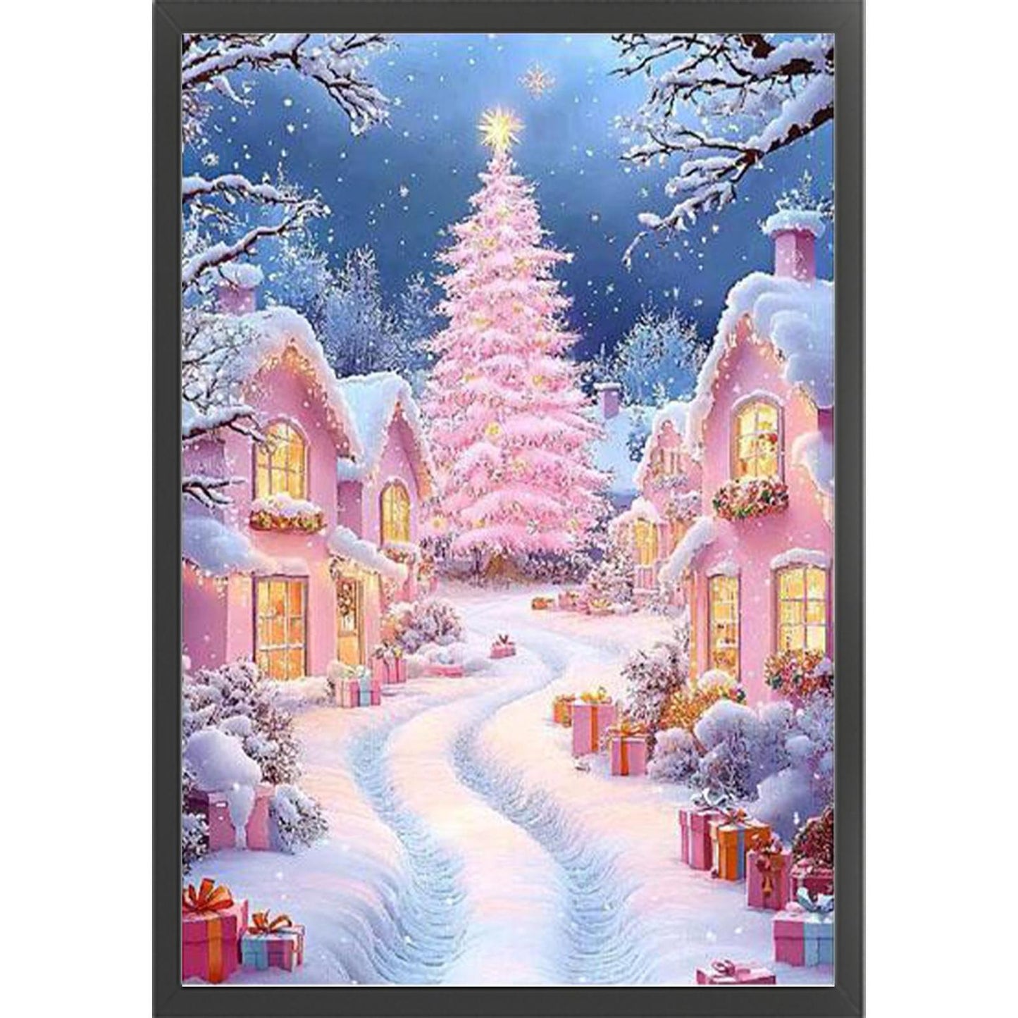 Beautiful Christmas Snow Scene - 11CT Stamped Cross Stitch 50*70CM (Mona Lisa Brand)
