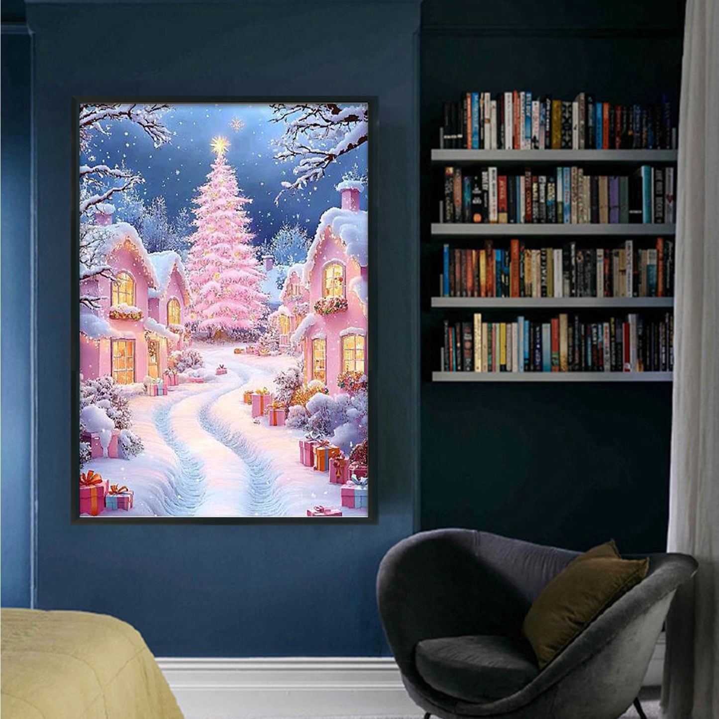 Beautiful Christmas Snow Scene - 11CT Stamped Cross Stitch 50*70CM (Mona Lisa Brand)