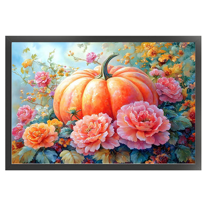 Pumpkin Peony Blossoms - 11CT Stamped Cross Stitch 70*50CM (Mona Lisa Brand)
