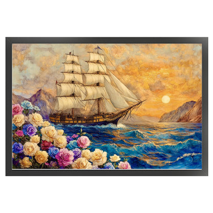 Golden Sea Of Flowers: Smooth Sailing - 11CT Stamped Cross Stitch 75*50CM (Mona Lisa Brand)