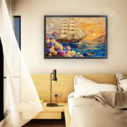 Golden Sea Of Flowers: Smooth Sailing - 11CT Stamped Cross Stitch 75*50CM (Mona Lisa Brand)