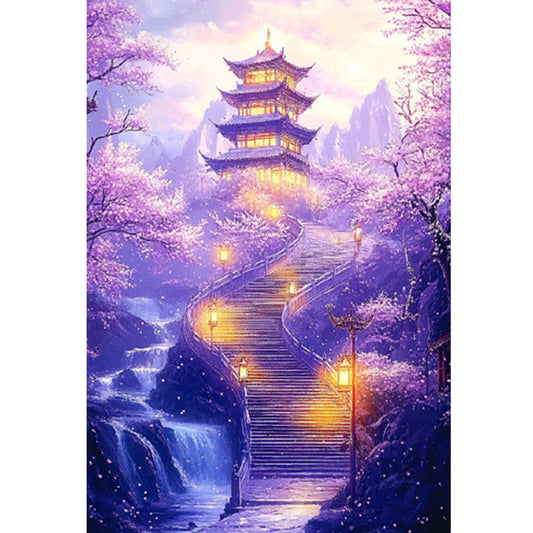 Purple Charm Peach Blossom Paradise - 11CT Stamped Cross Stitch 50*70CM (Mona Lisa Brand)