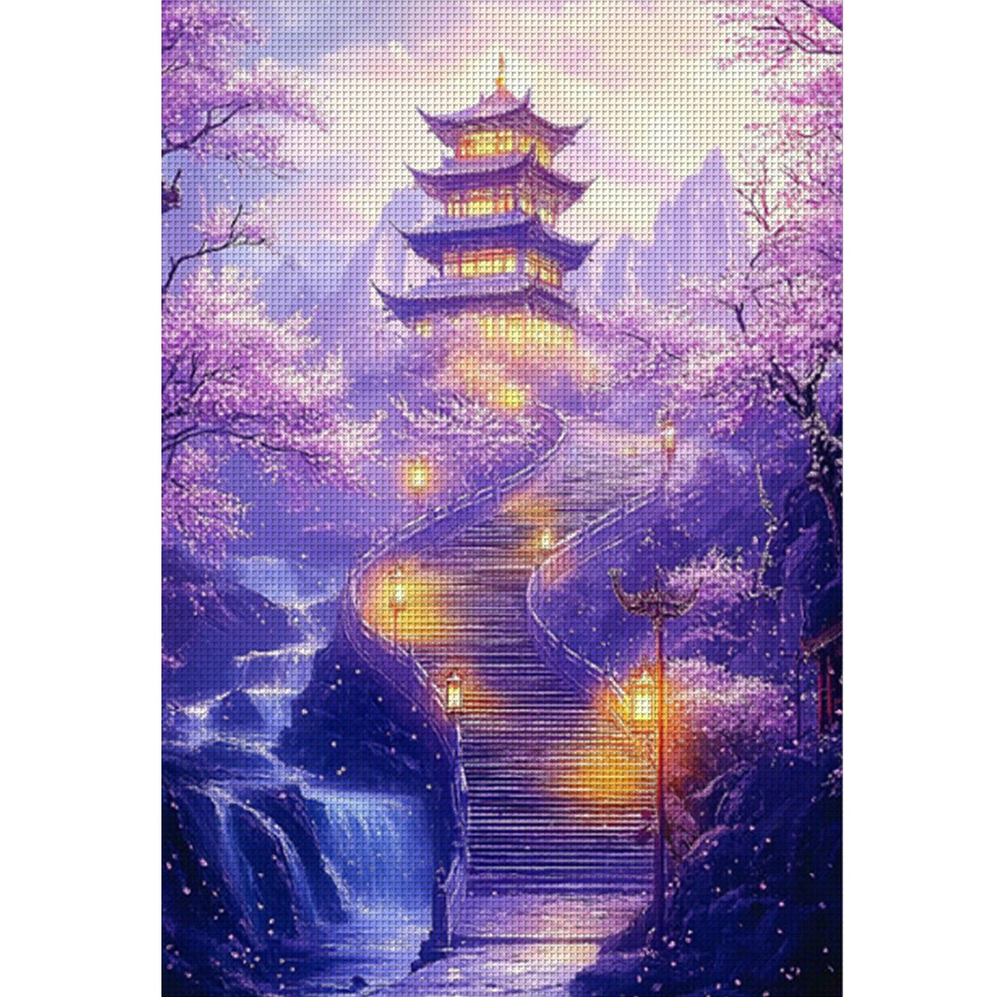 Purple Charm Peach Blossom Paradise - 11CT Stamped Cross Stitch 50*70CM (Mona Lisa Brand)