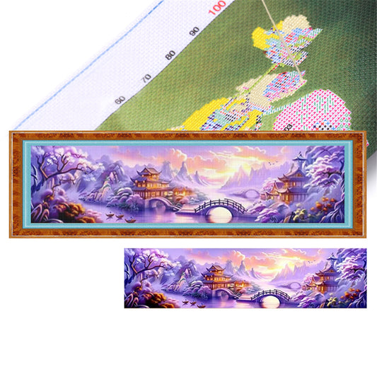 Purple Gold Fantasy - 11CT Stamped Cross Stitch 206*49CM (Mona Lisa Brand)