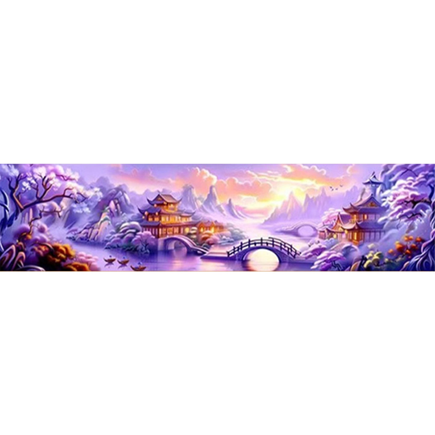 Purple Gold Fantasy - 11CT Stamped Cross Stitch 206*49CM (Mona Lisa Brand)