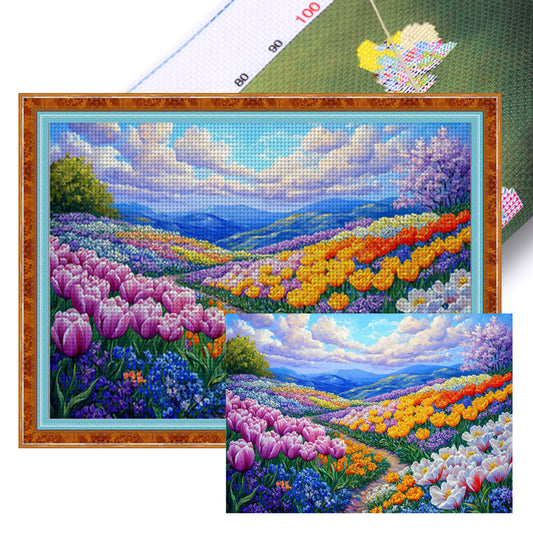 Tulip Sea - 11CT Stamped Cross Stitch 85*65CM(Mona Lisa Brand)