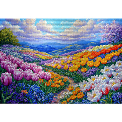 Tulip Sea - 11CT Stamped Cross Stitch 85*65CM(Mona Lisa Brand)