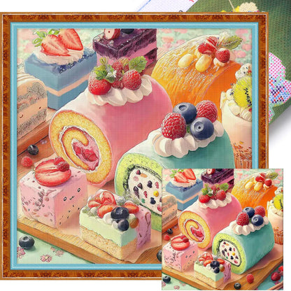 Fruit Dessert Diary - 11CT Stamped Cross Stitch 50*50CM (Brand)