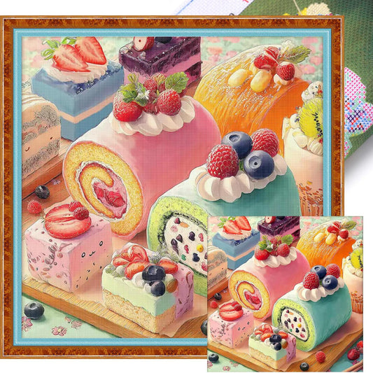 Fruit Dessert Diary - 11CT Stamped Cross Stitch 50*50CM (Brand)