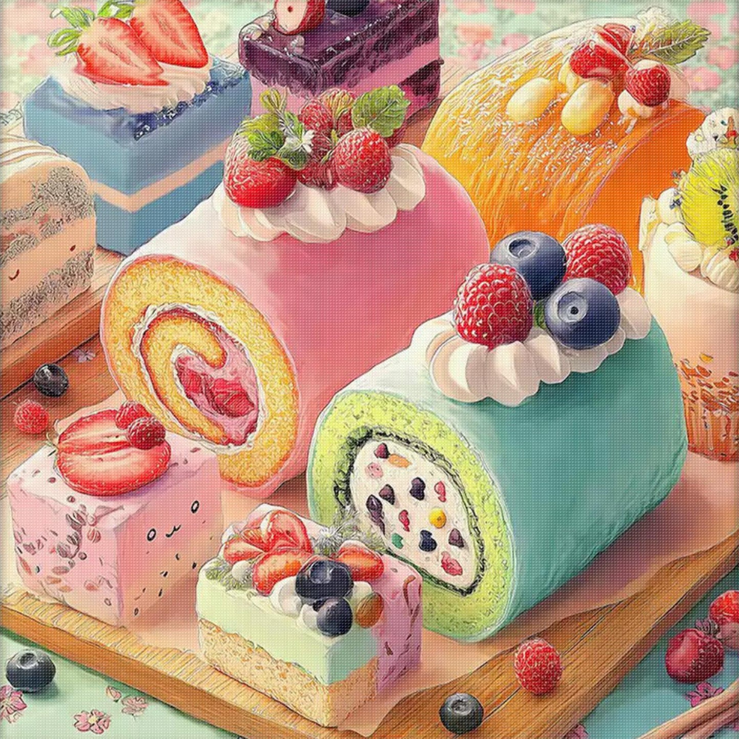 Fruit Dessert Diary - 11CT Stamped Cross Stitch 50*50CM (Brand)