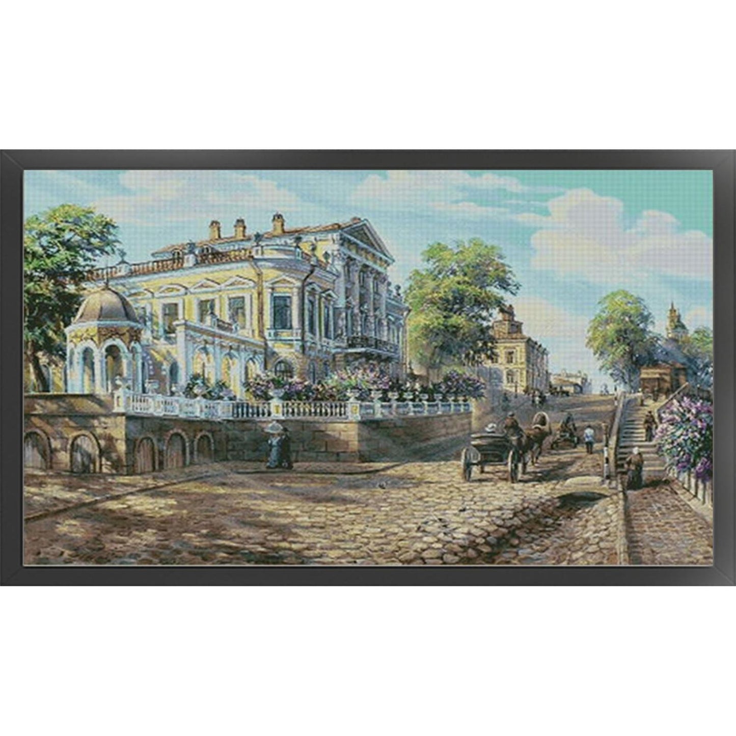 Small Town In Lilac Bloom - 14CT Stamped Cross Stitch 82*51CM (Egyptian cotton)(Xiaobai)