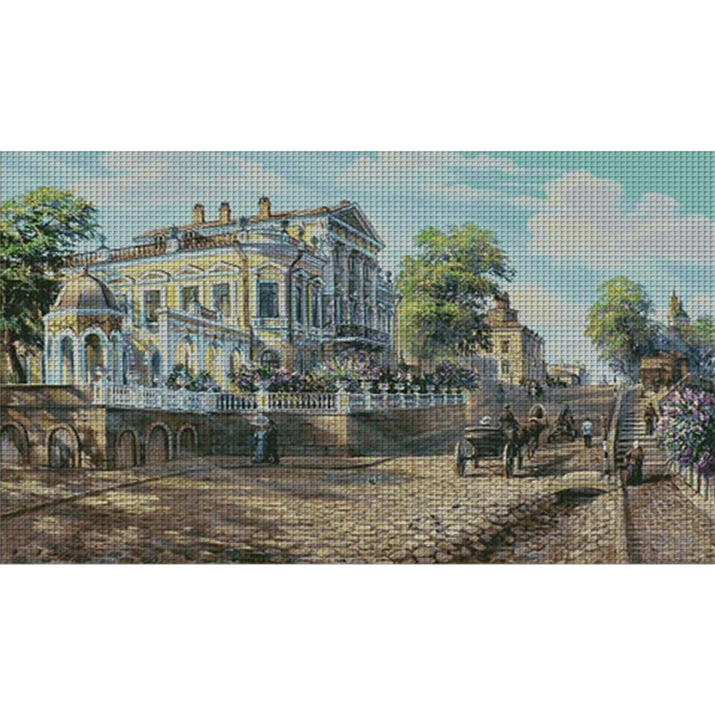 Small Town In Lilac Bloom - 14CT Stamped Cross Stitch 82*51CM (Egyptian cotton)(Xiaobai)
