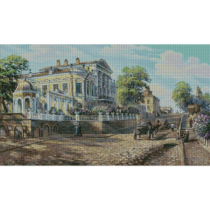 Small Town In Lilac Bloom - 14CT Stamped Cross Stitch 82*51CM (Egyptian cotton)(Xiaobai)
